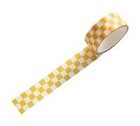Reheyre 1 Roll Checkerboard Washi Tape Set, Washi Masking Decorative Tapes, Decorative Craft Tape Collection, Decorative Writable Craft Tape for Party Supplies, Scrapbooking Supplies Yellow