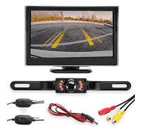 Reheyre 1 Set Car Reversing Camera Kit, Parking Rear View Backup Camera, Rear Reversing Parking Camera, RCA Connector Wireless IR Backup Camera with Monitor(from UK Fast Arrival) Black