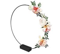 Reheyre 1 Set Floral Hoop Wreath with Black Stand, Metal Floral Hoop Centerpiece, Wedding Circle Backdrop Stand Frame, Wreath Macrame Metal Floral Hoops for DIY Wedding Nursery Wall Table 35cm