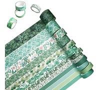 Reheyre 12 Rolls Washi Tape Set, Washi Masking Decorative Tapes, Decorative Craft Tape Collection, Decorative Writable Craft Tape, Masking Tape for Party Supplies, Scrapbooking Supplies Green mint
