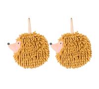 Reheyre 2Pcs Fuzzy Ball Hand Towels, Cute Cartoon Hedgehog Decorative Fluff Ball Quick-drying Hand Towel with Hanging Rope for Bathroom Kitchen Orange