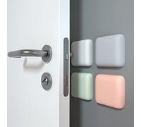 Reheyre 4Pcs Door Crash Pad, Shockproof Square Silicone Door Stopper Wall Protector Door Handle Bumpers Solid Color Self Adhesive Door Guard Stoppers for Protecting Wall,Doorknobs, Refrigerator Door