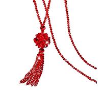 Reheyre Faux Crystal Necklace Knotted Beaded Long Tassel Shiny All Match Good Gloss Women Long Pendant Sweater Necklace Jewelry Gift