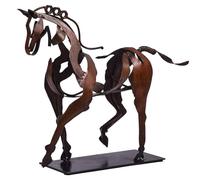 Reheyre Handmade Horse Statue, 3D Hollow Design Metal Horse Statues Art Craft Ornament Gift for Home Office Desk for Horse Lovers Decor Without Light