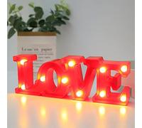Reheyre LED Marquee Letter Lights, Battery Operated Alphabet Letters Sign, Love Sign Lamp for Night Light Girls Bedroom Wedding Birthday Party Lamp Christmas Home Bar Decor Red