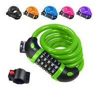 REHKITTZ Bike Lock Bicycle Locker Combination 5 Digit 120cm/12mm Long Cycle Cable Locks Bikes Chain High Security for E-Bike Mountain Bike Outdoor Ski Gate Accessories Green
