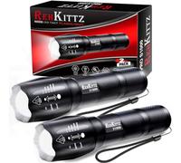 REHKITTZ Torch LED Super Bright 2000 Lumen (2 Pack), Adjustable Focus with 5 Lighting Modes, Aluminium Alloy Pocket Size Flashlights, LED Lights for Emergency and Camping