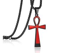 Rehoboth Ankh Ancient Egyptian Coptic Cross Pendant Necklace for Womens Mens 24 Inch Stainless Steel Chain Black Gold Silver, Metal