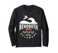Rehoboth Beach Vintage Surfing Retro Waves Delaware Vacation Long Sleeve T-Shirt