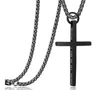 Rehoboth Cross Pendant Necklaces for Men Women Philippians 4:13 Bible Verse I Can Do All Things Stainless Steel Chain 16/20/24/28 Inchs Black Silver Gold, 24 inchs, Stainless Steel, No Gemstone