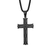 Rehoboth Men's Irish Celtic Knot Cross Pendant Necklace for Womens Mens Stainless Steel 24" Chain Black Gold Silver, Stainless Steel, nothing