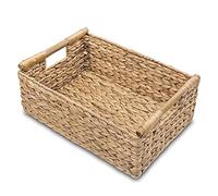 REHOC Wicker Basket Rectangular with Handles for Shelves, Storage of Water Hyacinth Baskets, Baskets for Organising B.