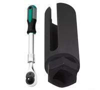 Rehoetom 22mm 1/2" Drive Oxygen Sensor Socket Wrench for Lambda Sensor Removal Tool with 24-Tooth Large Flywheel, Steel Construction, Black Chrome Finish