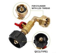 Rehoetom 90° Propane Refill Adapter with Control Valve for QCC1 - Brass Quick Connect Angle Fitting for 1lb to 40lb Tanks, Outdoor Portable Gas Bottle Recharge