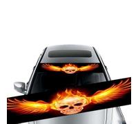Rehoetom Car Front Rear Windshield Sticker 3D Sunshade Decal for Terror Decor, Compatible with Various Models, PVC Material, See-Through & UV Resistant, No (Fire Skull)