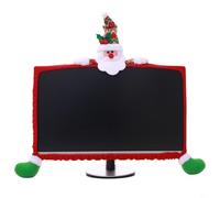 Rehoetom Christmas Computer Monitor Cover, Made of Soft Non-woven for 19-27 Inch LCD Displays, Colourful Snowman Santa Elk Patterns for Festive Home and Office Decor(Santa Claus)