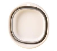 Rehoetom Collapsible Washing Up Bowl for Kitchen, Bathroom & Outdoor Use - Foldable Square Sink Basin with Non-Slip Base, Hanging Holes, PP+TPR Material(WHITE+GREY L)