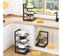 Rehoetom Heavy Duty Stainless Steel Pan Organizer Rack for Cabinet or Sink, Adjustable 2/3/4 Tier Kitchen Storage Holder for Pans, Pots, Trays and Plates,(B)