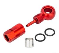 Rehoetom Hydraulic Disc Brake Olive Hose Connector for Banjo Fitting, Compatible with For XT, Aluminum Alloy & Stainless Steel, 28x12mm(Red)
