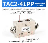 Rehoetom Mechanical Pneumatic Valve 2 Position 3/5 Way Brass Push Button Air Control Valve for Industrial Use, Compatible with TAC2-41V TAC2-31P TAC2-4P Models(TAC2-41PP (Button))