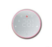 Rehoetom Programmable Thermostat for Compatible with for Tuya intelligent Heating Control | WiFi App Controlled Digital LED Thermostat with Voice Control & power (White Round-GB)