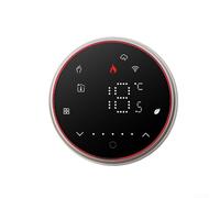 Rehoetom Programmable Thermostat for Compatible with for Tuya intelligent Heating Control | WiFi App Controlled Digital LED Thermostat with Voice Control & power (Black Round-GB)