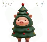 Rehoetom Resin Christmas Animals Tree Figurines, Cute Mini Christmas Tree Decor For Office Home Desk, Adorable Animal Christmas Tree Figurines, Small Desk Christmas(Pig)