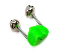 Rehoetom Sea Course Fishing Bite Alarm with Twin Bell Sound for Night Rod Tip - Compact 4.5 x 2.5 x 2 cm Plastic & Aluminum Fish Bite Indicator, Green