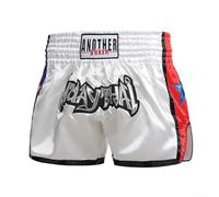Rehoetom Unisex Boxing Shorts for MMA Muay Thai Training, Polyester Workout Trunks with Elastic Waist, Breathable Fitness Shorts for Adults (Black/White)(White)(2XL)
