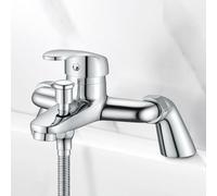 Rehomthy Bath Shower Mixer Tap 180mm, Modern Round Shower Tap, Chrome | Monobloc Single with Bathtub Spout, Solid Brass, Chrome, 1/2'' Outlet 180mm Centres