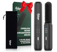 Beard Straightener for Men, REHOYO Cordless Heated Hair & Beard Brush with Anti-Scald & Ionic Technology, 3 Temperature Setting Beard Straightener Comb, Portable Straightening Brush for Home Travel