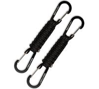 REHTAEL Paracord Keychain with 2 Carabiner Clip, Heavy Duty Stroller Clip Hooks for Water Bottle, Military Braided Parachute Key Chain, Water Bottle Clip for Backpack, Key, Men, Women (2Pack; 2Black)
