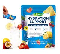 Rehydration Electrolytes Powder, Effervescent Electrolyte Hydration Tablets, 7 Vitamins and Minerals, High Strength Vitamin C, B3, B5, B6, B12 Supplement Sachet Drink, 6 Fruit Flavours Vegan