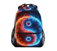 Reiacy Backpack School Bag, 15.6" Laptop Rucksack, Womens Kids Chinese Fire Tai Chi Schoolbag, Lightweight Casual Daypack for Girls Boys Travel & Business