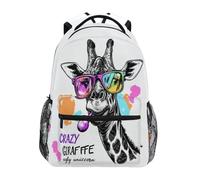 Reiacy Backpack School Bag, 15.6" Laptop Rucksack, Womens Kids Crazy Giraffee Schoolbag, Lightweight Casual Daypack for Girls Boys Travel & Business
