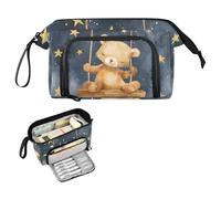 Reiacy Bear Swinging Large Pencil Case, Big Capacity Pencils Pouch with Handle, Pen Bag for Girls Boys Women, Ideal for Travel School Office Gift