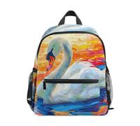 Reiacy Beautiful Swan Rainbow Lake Kids Small School Backpack, Toddler Preschool Shoulder Bookbag Kindergarten School Bag Casual Daypack