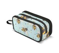 Reiacy Bees Pencil Case for Boys Girls, Large Capacity Pen Bag 3 Compartment Pencil Pouch Stationery Organizer Marker Case for School Office Work