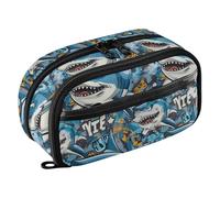 Reiacy Big Angry Shark Pencil Case, Waterproof Zipper Pen Bag Pouch Organizer with PE Divider Large Capacity Stationery Storage for School Office