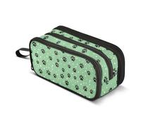 Reiacy Black Footprint Polka Dot Pattern Pencil Case Big Capacity Pencil Pouch with Zipper Compartments Stationery Pencil Bag for Kids Teen School