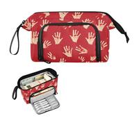 Reiacy Bloody Handprint Large Pencil Case, Big Capacity Pencils Pouch with Handle, Pen Bag for Girls Boys Women, Ideal for Travel School Office Gift