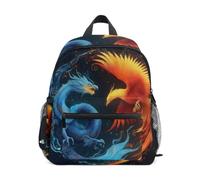 Reiacy Blue Dragon Fire Phoenix Kids Small School Backpack, Toddler Preschool Shoulder Bookbag Kindergarten School Bag Casual Daypack