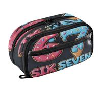 Reiacy Blue Ice Cream Six Seven Pencil Case, Waterproof Zipper Pen Bag Pouch Organizer with PE Divider Large Capacity Stationery Storage for School Office