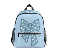 Reiacy Blue Polka-dot Bow Kids Small School Backpack, Toddler Preschool Shoulder Bookbag Kindergarten School Bag Casual Daypack