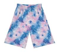 Reiacy Blue Purple Watercolour Pattern Pajama Shorts Summer Lounge Pajama Bottoms Elastic Waist Pjs Pants for 6-14 Years
