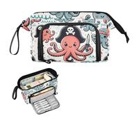 Reiacy Captain Octopus Large Pencil Case, Big Capacity Pencils Pouch with Handle, Pen Bag for Girls Boys Women, Ideal for Travel School Office Gift