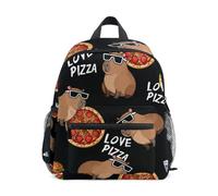 Reiacy Capybara Pizza Pattern Kids Small School Backpack, Toddler Preschool Shoulder Bookbag Kindergarten School Bag Casual Daypack