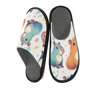 Reiacy Capybara Seamless Pattern House Slippers for Women Men, Non Slip Indoor Outdoor Slippers Warm Slippers House Shoes