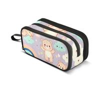 Reiacy Cartoon Bear Sky Element Pencil Case for Boys Girls, Large Capacity Pen Bag 3 Compartment Pencil Pouch Stationery Organizer Marker Case for School Office Work
