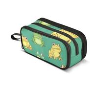 Reiacy Cartoon Frogs Pencil Case for Boys Girls, Large Capacity Pen Bag 3 Compartment Pencil Pouch Stationery Organizer Marker Case for School Office Work